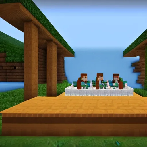 Prompt: the last supper, minecraft