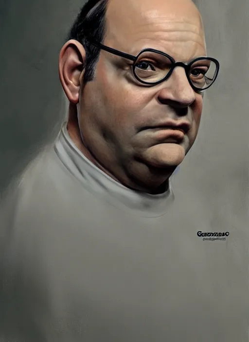 Image similar to digital _ painting _ of _ george costanza _ by _ filipe _ pagliuso _ and _ justin _ gerard _ symmetric _ fantasy _ highly _ detailed _ realistic _ intricate _ port