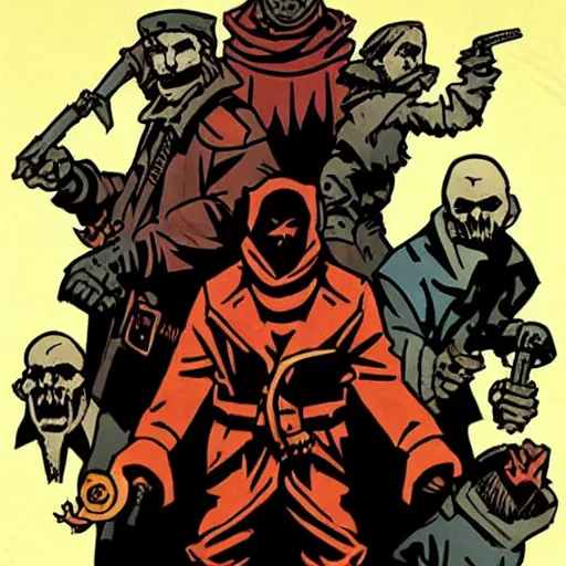 Image similar to soviet darkest dungeon by mike mignola