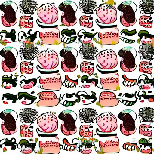 Prompt: japanese food print pattern. cute illustration. hand drawn. digital art.