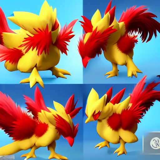 Prompt: a pokemon that looks like a Rooster. A Rooster pokemon. The body is a coconut,Trending on art station. Unreal engine.