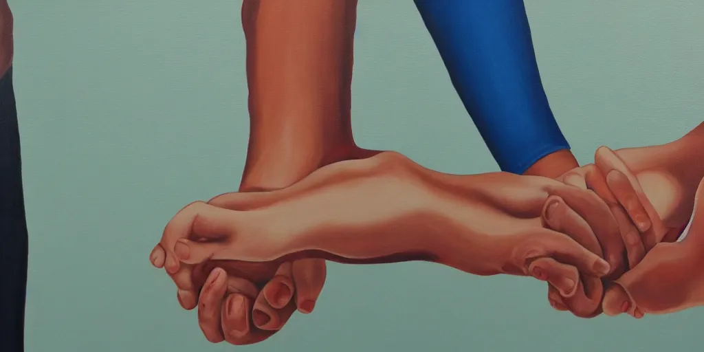 Prompt: detailed painting of holding hands