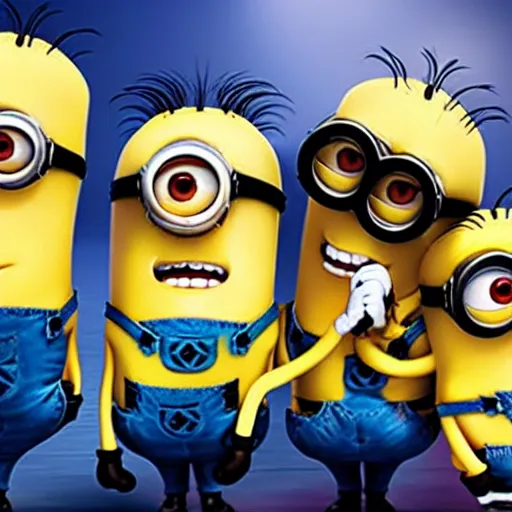 Image similar to photograph of minions from despicable me in a circle smoking bongs