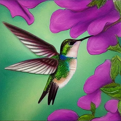 Image similar to painting of a hummingbird, beautiful