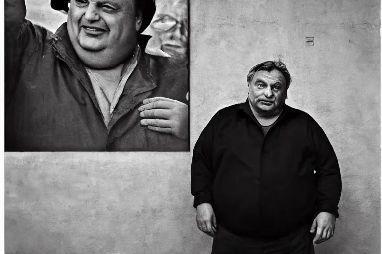 Image similar to fat viktor orban by peter lindbergh