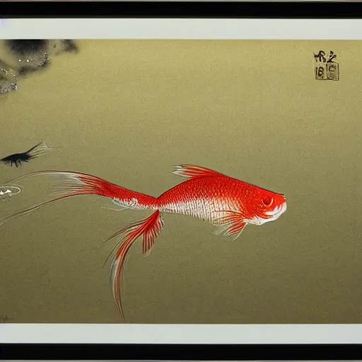 Image similar to carp falling from the sky, yoshitaka amano