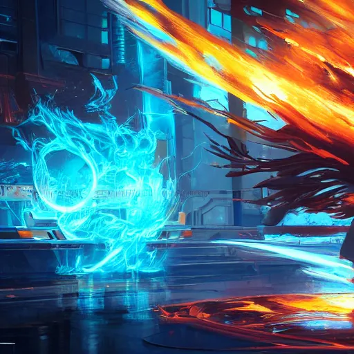 Image similar to raging flames in cyberspace, detailed digital illustration by greg rutkowski, android netrunner