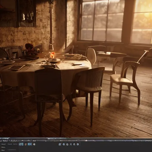 Image similar to what's for dinner? unreal 5, daz, hyperrealistic, octane render cinematic volume inner glowing aura global illumination ray tracing hdr