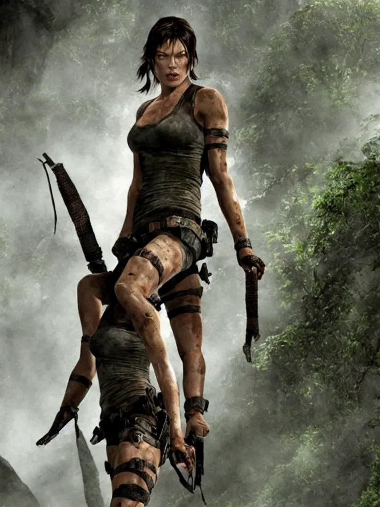 Image similar to Mila Jovovich as Tomb raider
