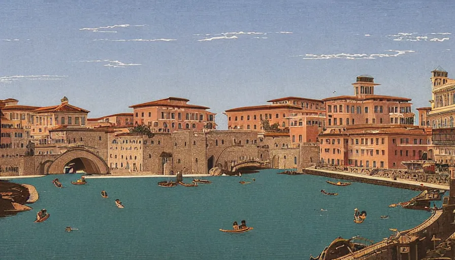 Prompt: italy historical sites by hasui kawase