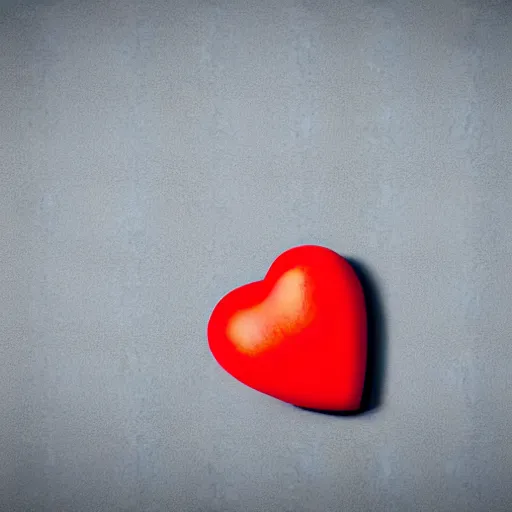 Image similar to 3d render of a badly formed red putty heart shape in the middle of a gray sheet of paper