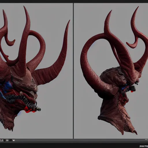 Prompt: zbrush sculpt of cool demon with horns, trending on artstation, highly detailed