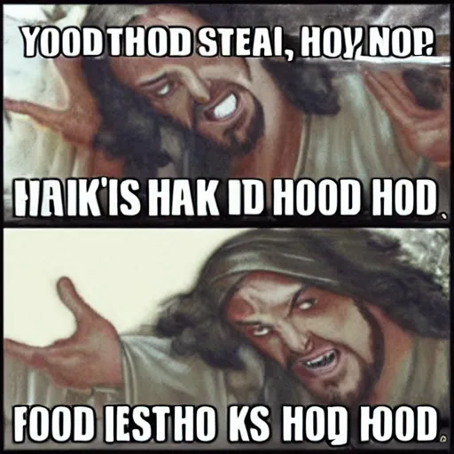 Image similar to jesus doing a prank in the hood