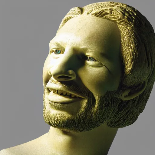 Image similar to sculpture of the face of aphex twin by michelangelo