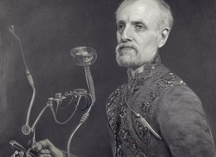 Prompt: a highly detailed king portrait of a dentist, james gurney, james jean