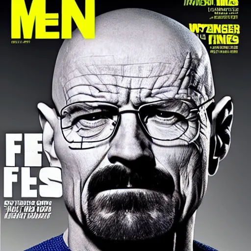 Prompt: Walter White on the cover of Men's Fitness magazine