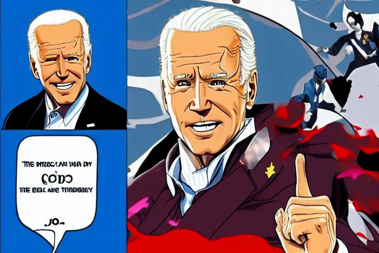 Image similar to Joe Biden as a JOJO character,