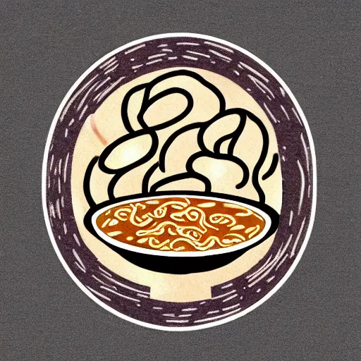 Prompt: logo of a cat eating a bowl of ramen noodles
