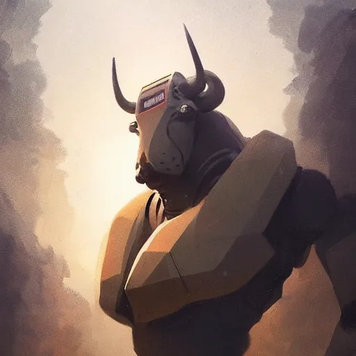 Image similar to 🤖🐃, Greg rutkowski, Trending artstation, cinematográfica, digital Art