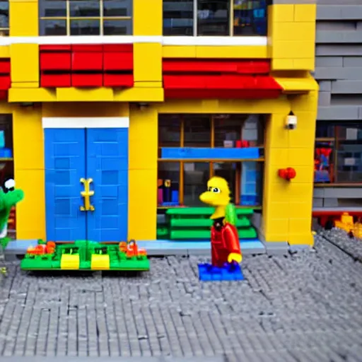 Image similar to Still from Sesame Street episode where Bert and Ernie build a Lego set