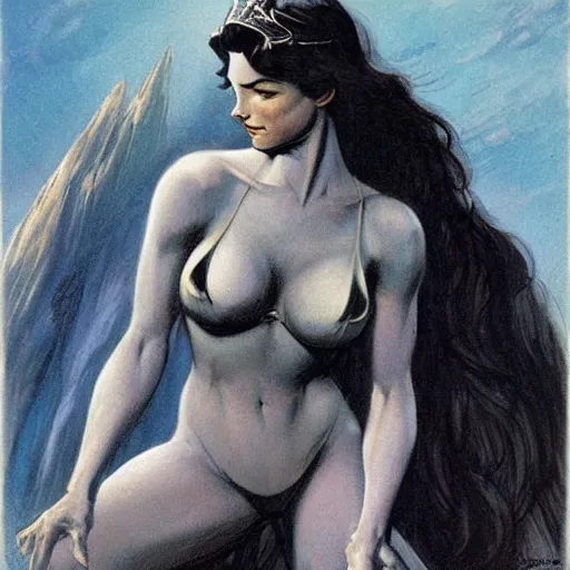 Image similar to Luthien in the style of Frank Frazetta