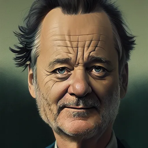 Image similar to bill murray, highly detailed vfx portrait, unreal engine, greg rutkowski, loish, rhads, caspar david friedrich, makoto shinkai and lois van baarle, ilya kuvshinov, rossdraws, elegent, tom bagshaw, alphonse mucha, global illumination, detailed and intricate environment.