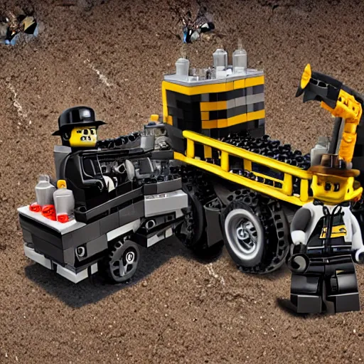 Prompt: coal mining themed Lego set