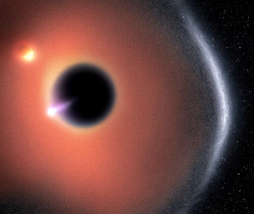 Prompt: detailed photo of a planet deteriorating as it's being devoured by a black hole