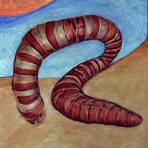 Prompt: dune worm in the style of picasso