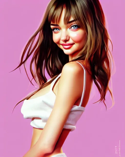 Image similar to portrait of Miranda Kerr as Anime girl cute-fine-face, full body! pretty face, realistic shaded Perfect face, fine details. Anime. realistic shaded lighting by Ilya Kuvshinov Giuseppe Dangelico Pino and Michael Garmash and Rob Rey