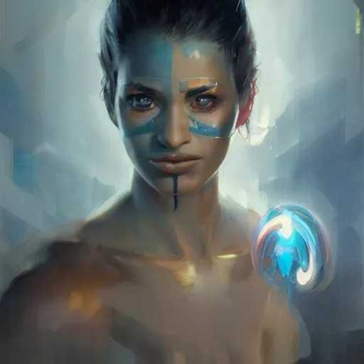 Prompt: hyperrealistic cyborg genie, portrait by greg rutkowski