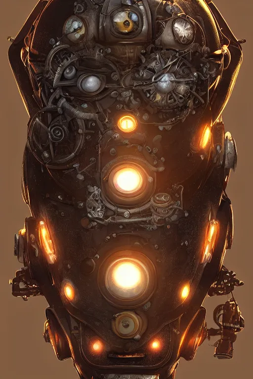 Image similar to steampunk helmet fantasy art mask robot ninja stylized digital illustration sharp focus, elegant intricate digital painting artstation concept art global illumination ray tracing advanced technology chaykin howard and campionpascale and cooke darwyn and davis jack