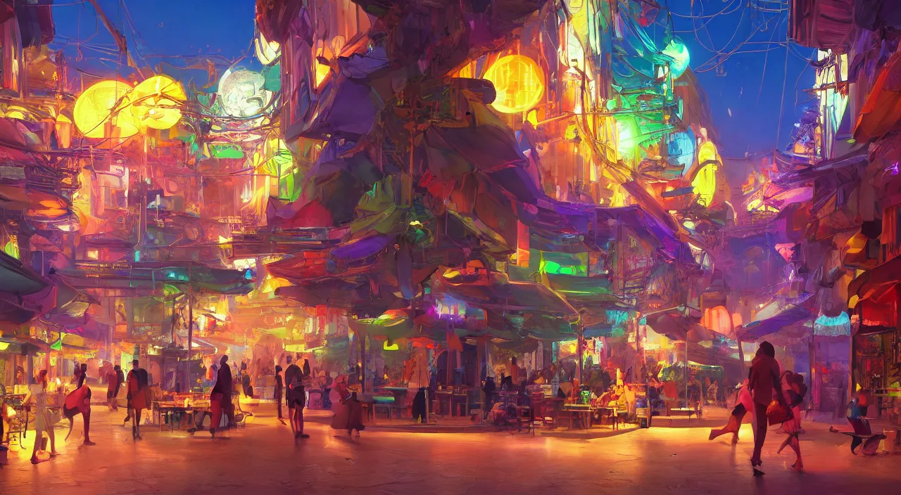 Image similar to bazaar zouk oriantal multicolorful sky shine place mosquet painting stylized digital video game icon global illumination ray tracing 8 k hd resolution, by ilya kuvshinov and cushart krentz and gilleard james