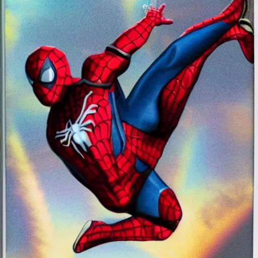 Image similar to a single iron man and spider - man hybrid, dslr, polaroid