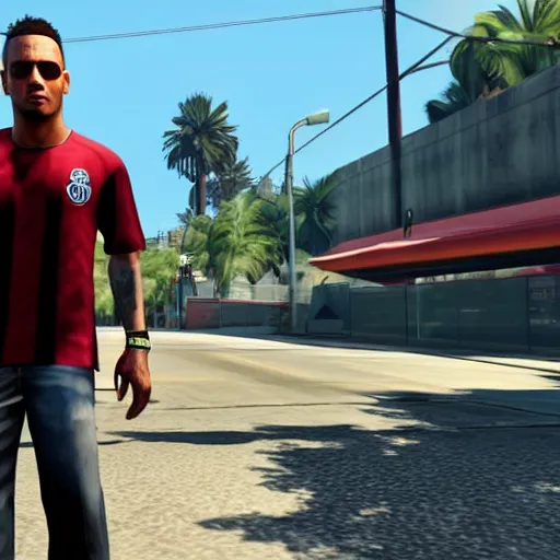 Image similar to character screenshot of neymar in grand theft auto, gta v