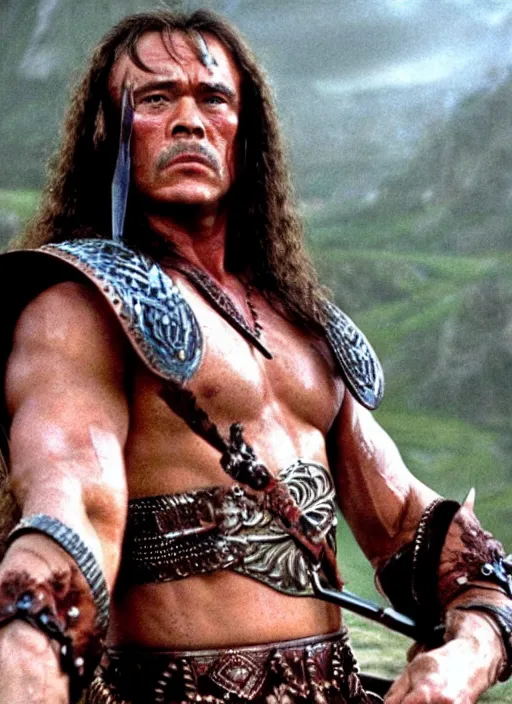 Image similar to film still, vladimit putin in the movie conan the barbarian