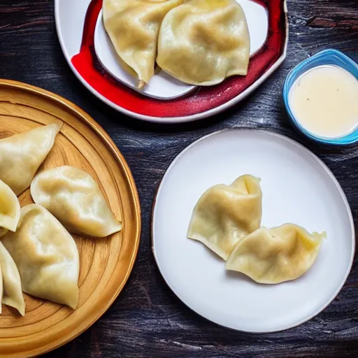 Prompt: potstickers, HD, studio lighting, 8K, hyper realistic, michelin 5 star, award winning photo