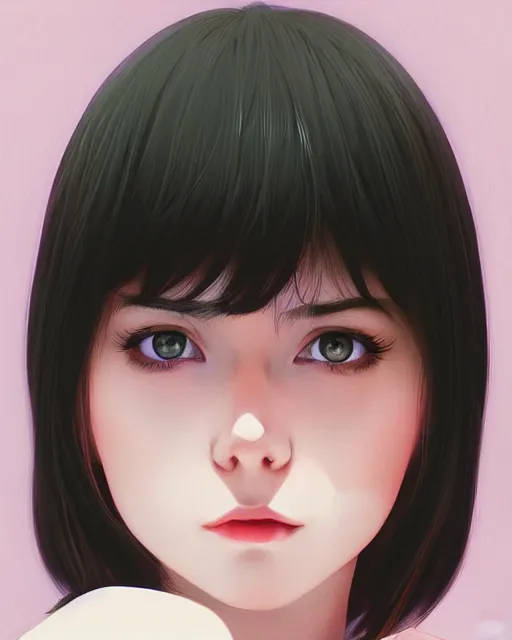 Image similar to a centered portrait of a beautiful nervous girl, by ilya kuvshinov. 7 0 mm