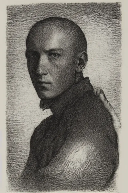 Image similar to portrait of eminem, Gustave Dore lithography