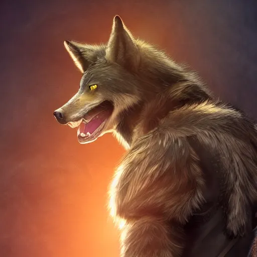 Prompt: portrait of a male anthropomorphic anthro lean male wolf furrycon character wearing a leather mercenary uniform, forest background during sunset, handsome eyes, moody rembrandt lighting, professional digital art by tetsuya nomura, detailed art, excellent quality, amazing, beautiful fur