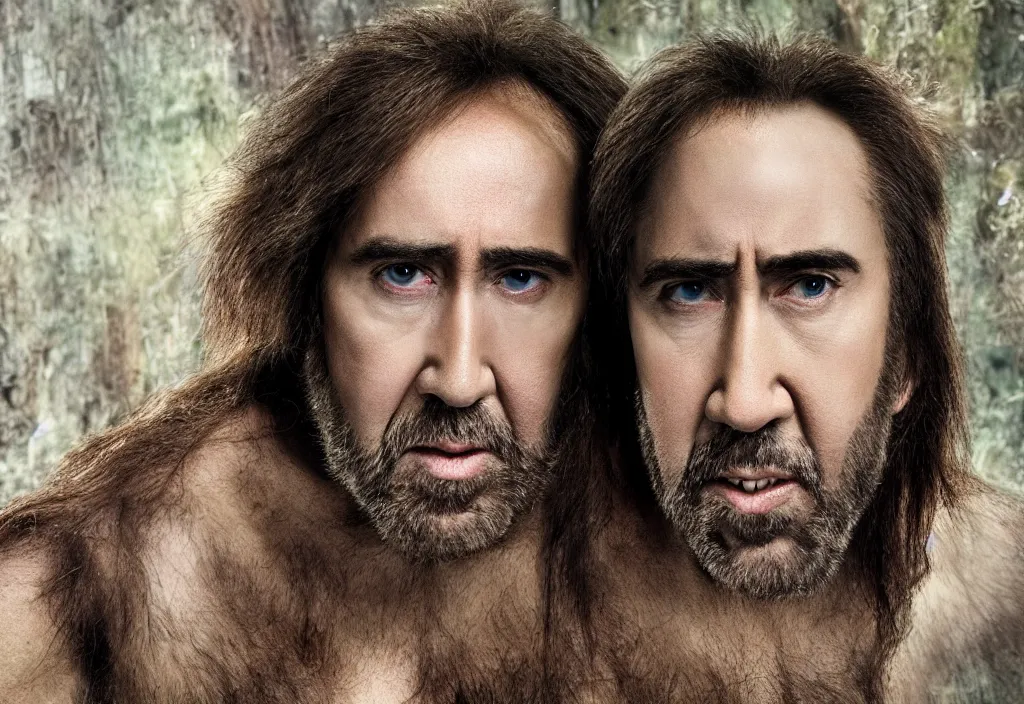 Prompt: nicholas cage as a caveman