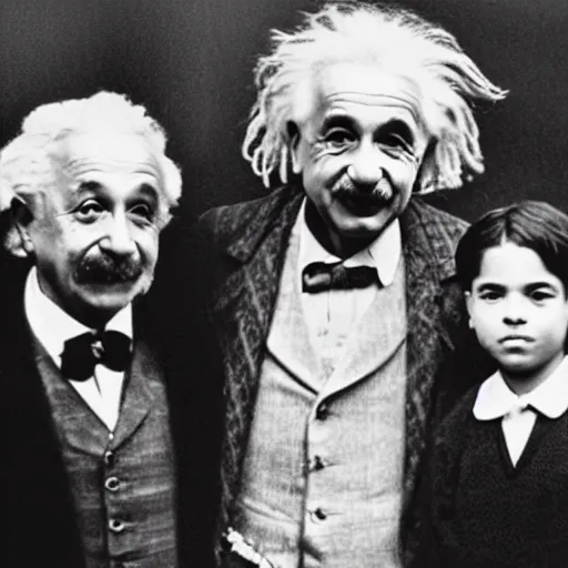 Prompt: albert einstein in a family photo with lil pump 4k