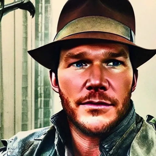 Prompt: chris pratt as indiana jones, selfie with older harrison ford, instagram, high detailed, symmetrical