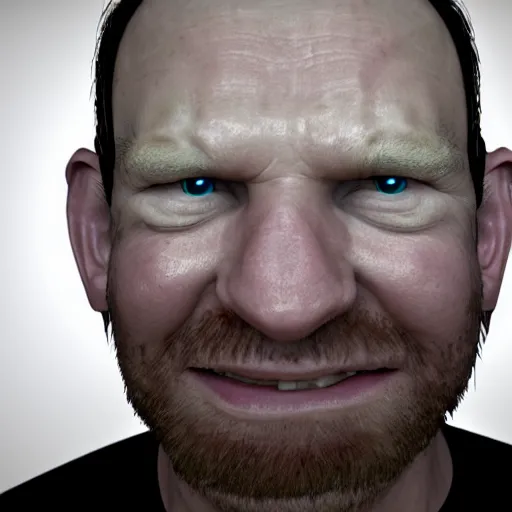 Image similar to aphex twin Richard D James grows to a collosal size in London and fires lasers from his insane eyes 8k unreal engine extremely detailed 3d model