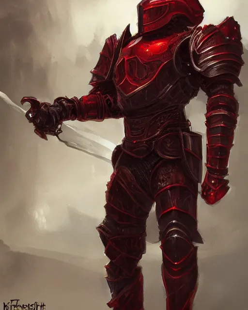 Image similar to knight armored in red, fantasy art, trending on artstation