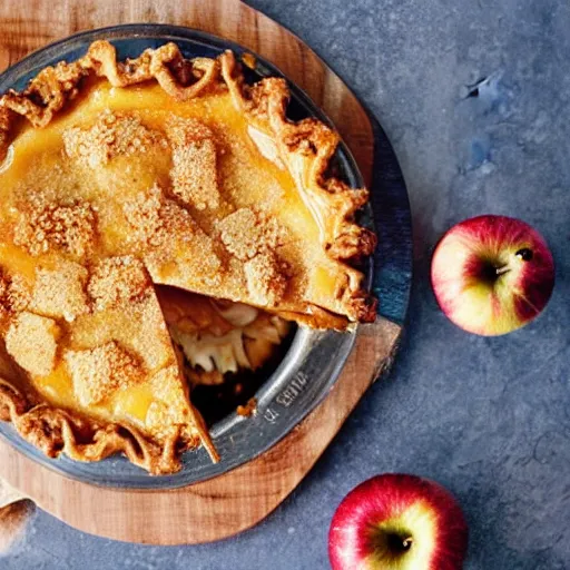 Image similar to crisp apple pie topped with melted cheddar cheese, cookbook photo