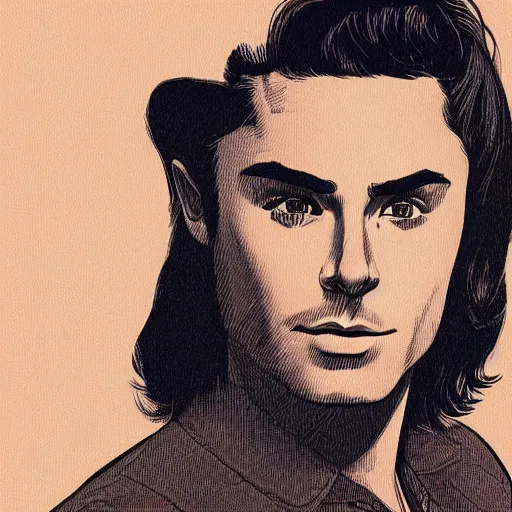 Image similar to “ zac efron retro minimalist portrait by jean giraud, moebius, sharp, smooth face, comic, 8 k ”