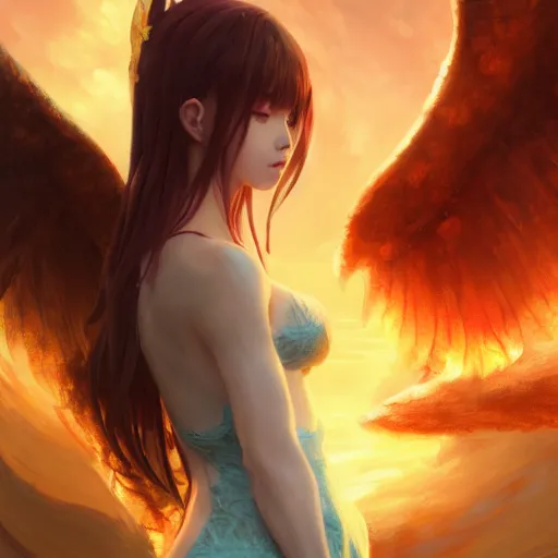 Prompt: an oil painting of a beautiful anime girl with dragon wings, by artgerm, wlop and greg rutkowski, hd, hdr, ue 5, ue 6, unreal engine 5, cinematic 4 k wallpaper, 8 k, ultra detailed, high resolution, artstation, award winning