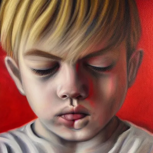 Prompt: highly detailed painting of deep sadness alone, young blonde boy, expressive emotional sadness piece, trending on art station, abstract emotional sadness expression, very very very beautiful, digital art