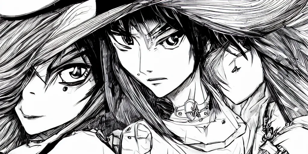 Image similar to portrait, complexity, global lighting, detail, ultra sharpness, beautiful female sheriff body from games yoshihiro togashi style, big eyes, plump lips, a gunshot, global lighting, western saloon theme, detailed faces, blank faces, style yoshihiro togashi style.